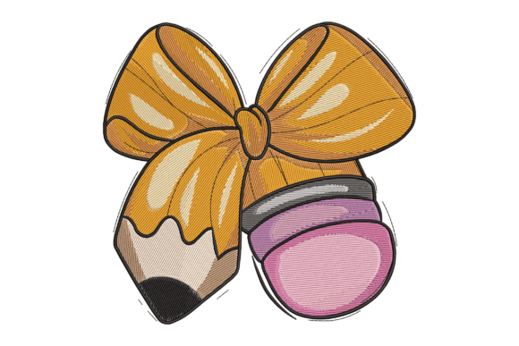 Pencil Bow: A Sweet Embroidery Design for Gifts