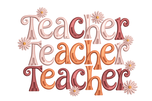 Retro Teacher Flower: Groovy Holiday Embroidery